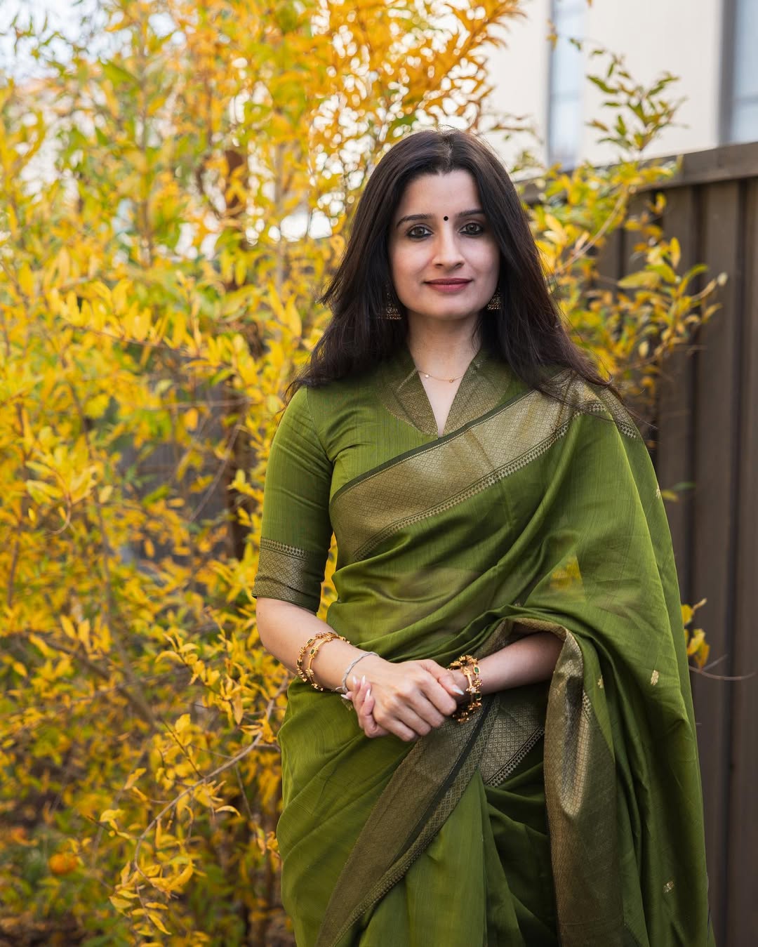 Meher Olive Green Banarasi Woven Silk Saree
