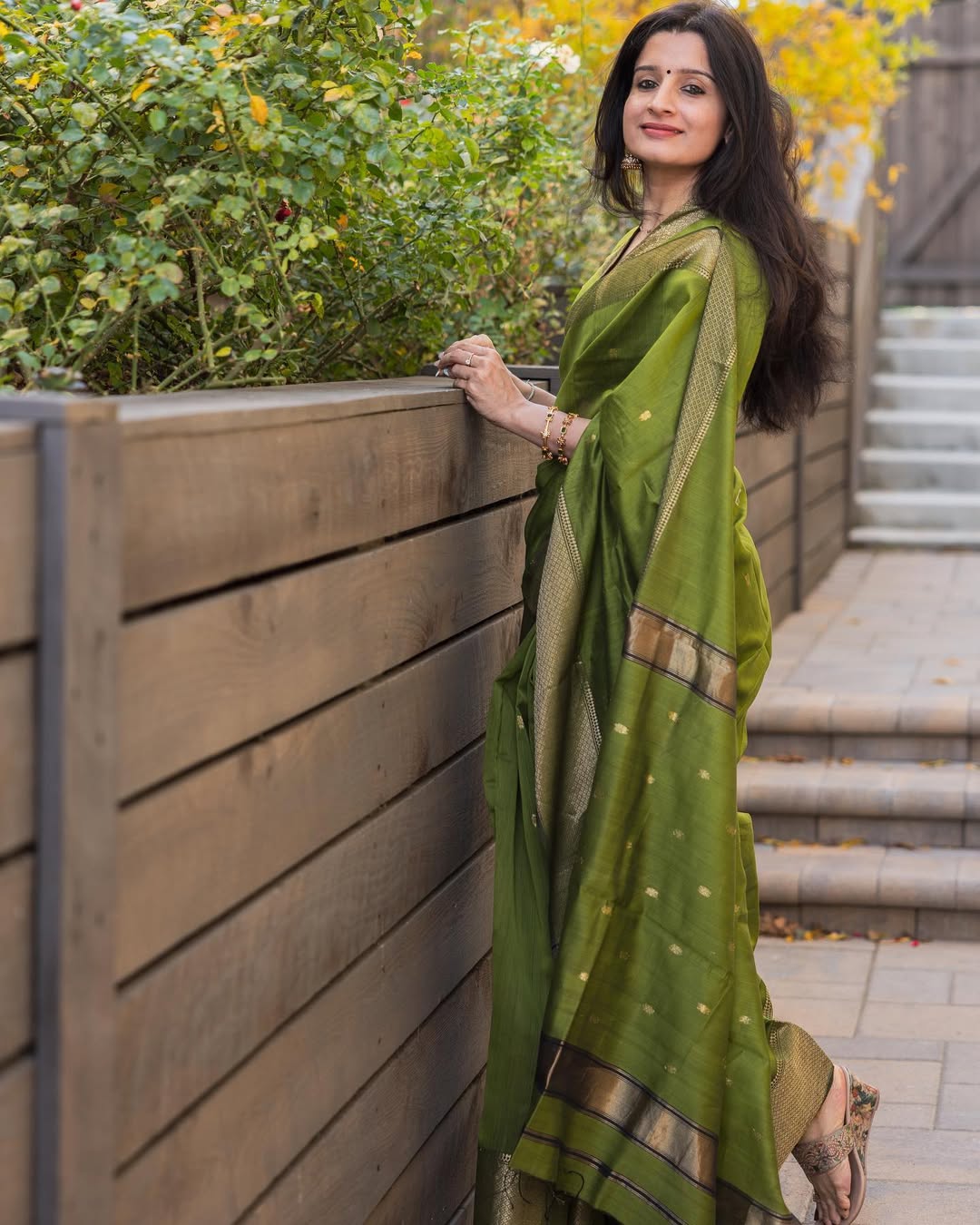 Meher Olive Green Banarasi Woven Silk Saree