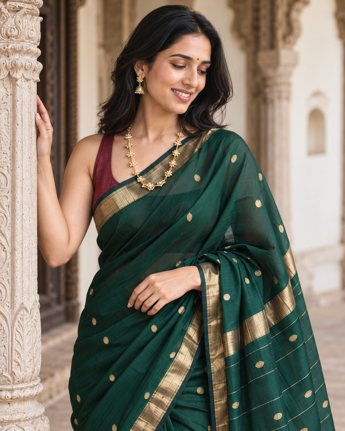 Green and Pink Banarasi Saree