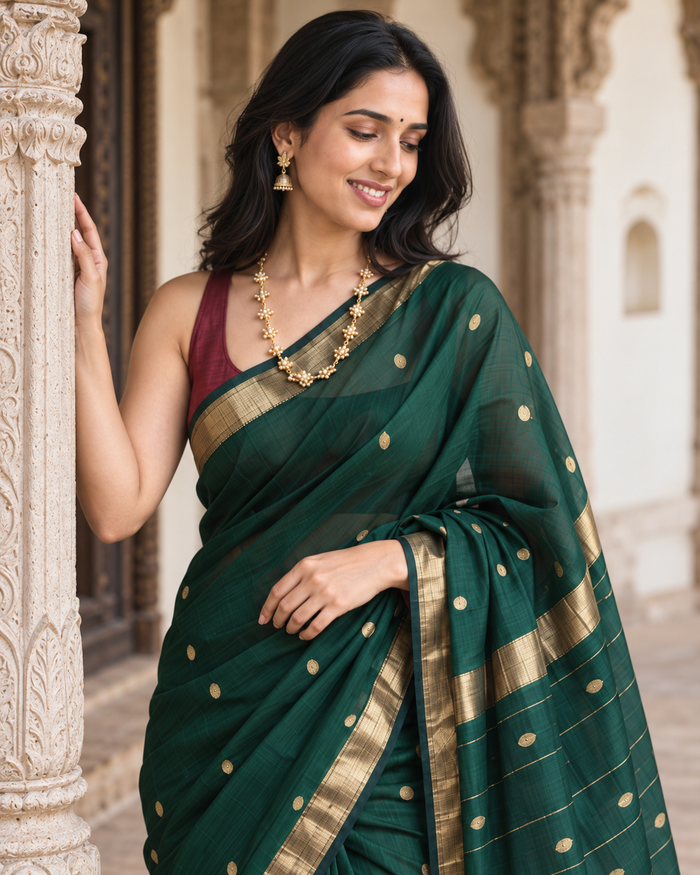Green and Pink Banarasi Saree