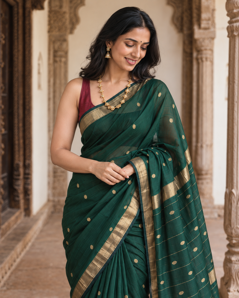 Green and Pink Banarasi Saree
