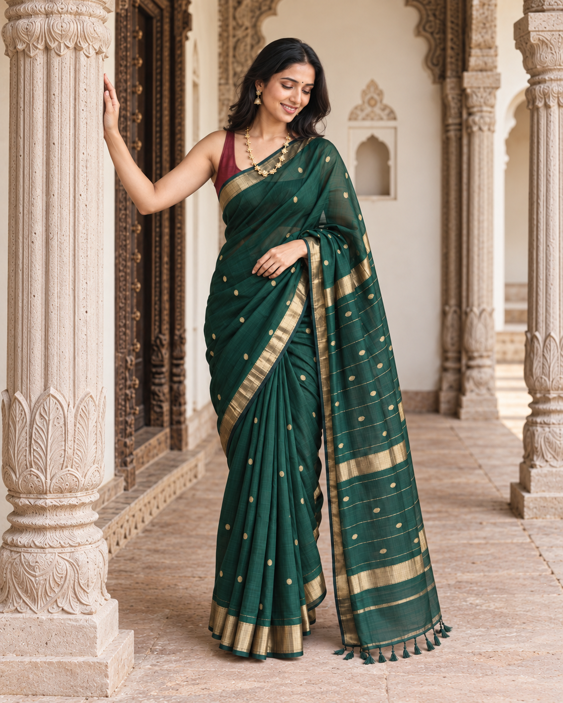 Green and Pink Banarasi Saree
