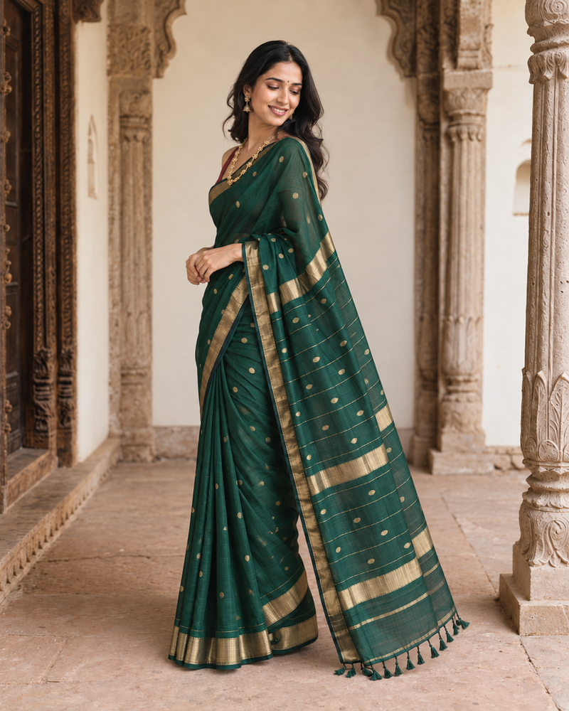 Green and Pink Banarasi Saree