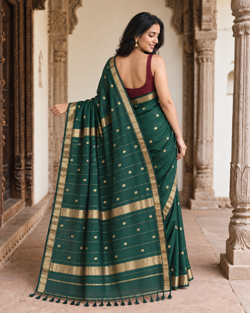Green and Pink Banarasi Saree