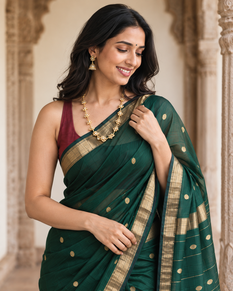 Green and Pink Banarasi Saree