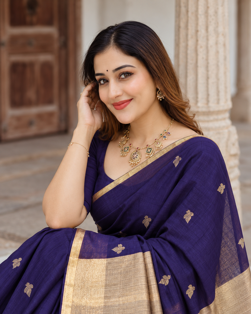 Aarohi Royal Purple Silk Saree
