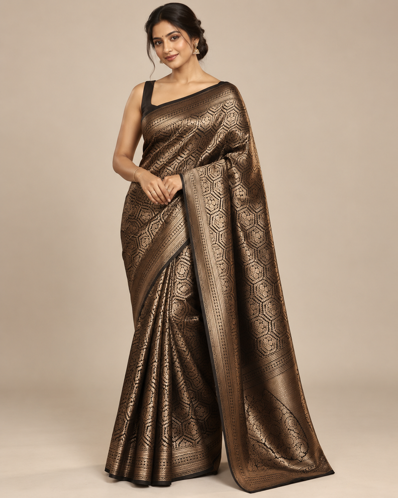 Noorani Black Banarasi Silk Saree