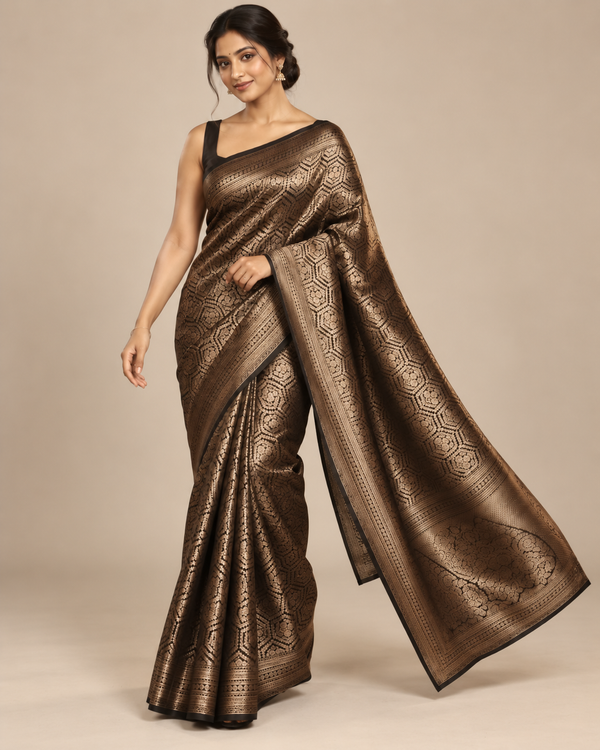 Noorani Black Banarasi Silk Saree