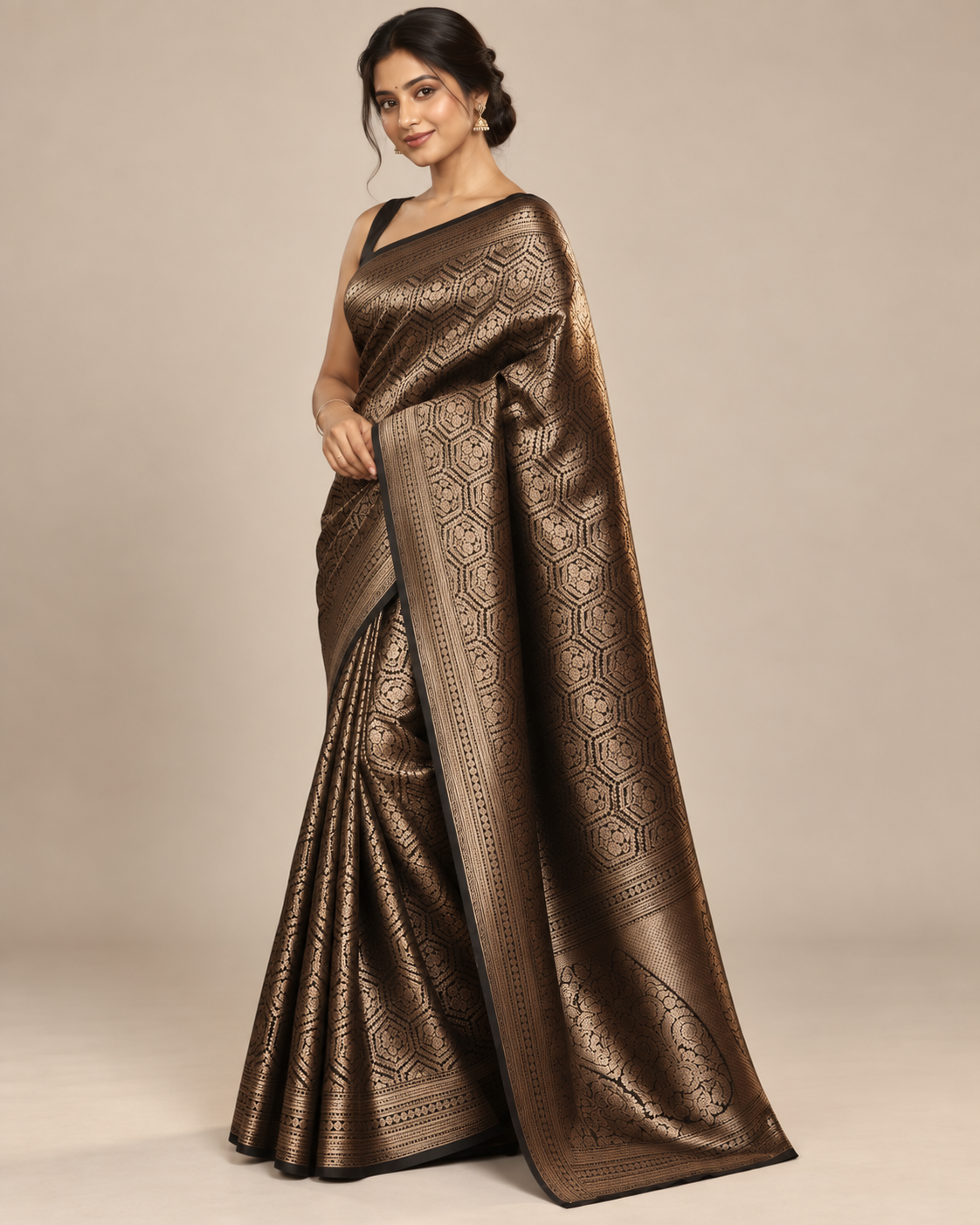 Noorani Black Banarasi Silk Saree