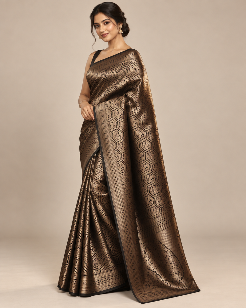 Noorani Black Banarasi Silk Saree
