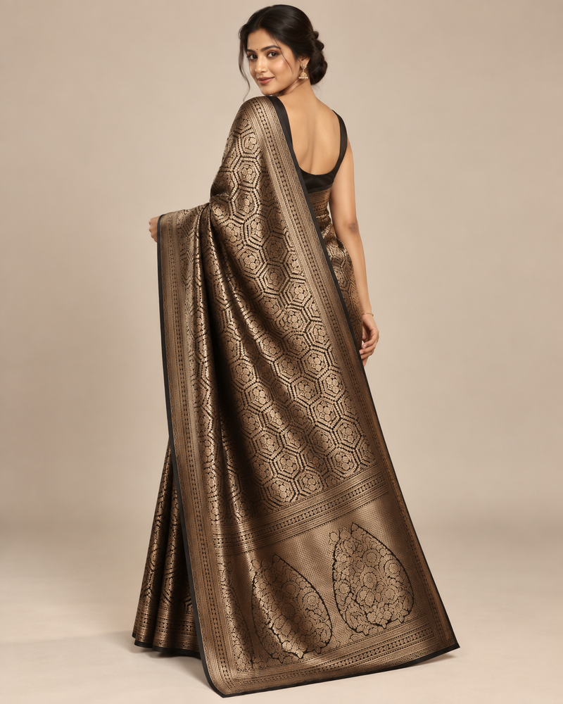 Noorani Black Banarasi Silk Saree