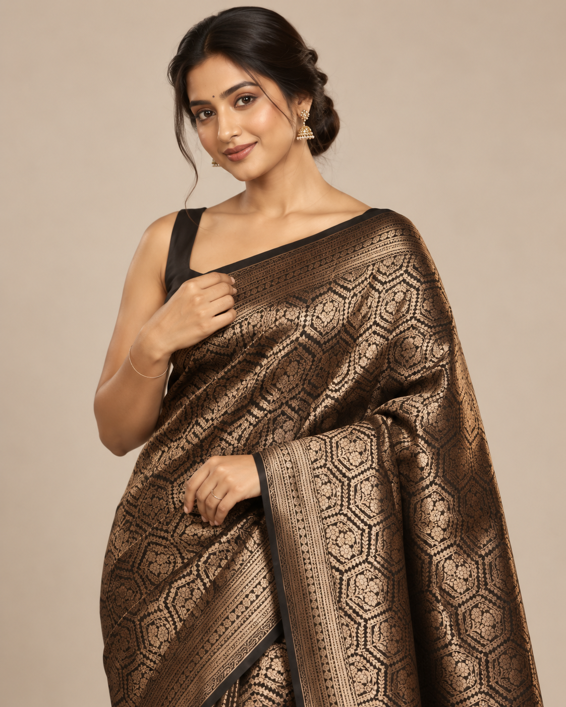 Noorani Black Banarasi Silk Saree