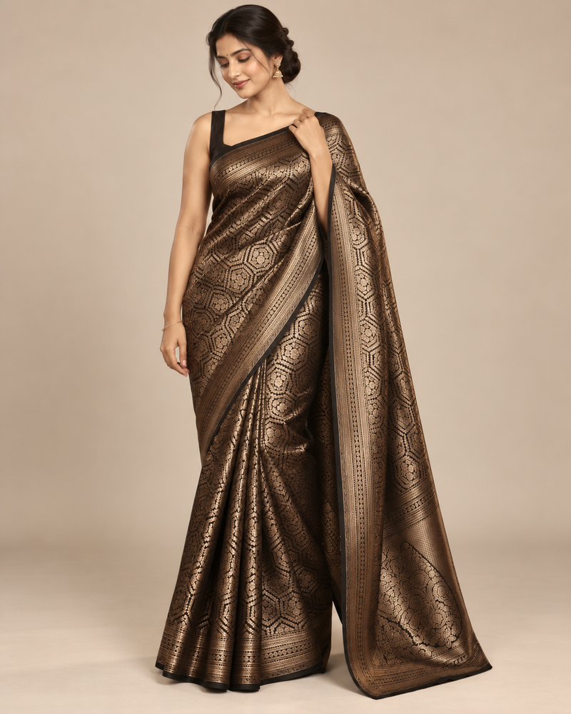 Noorani Black Banarasi Silk Saree
