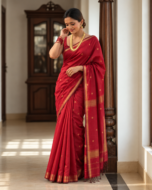 Ruhani Ruby Red Silk Saree