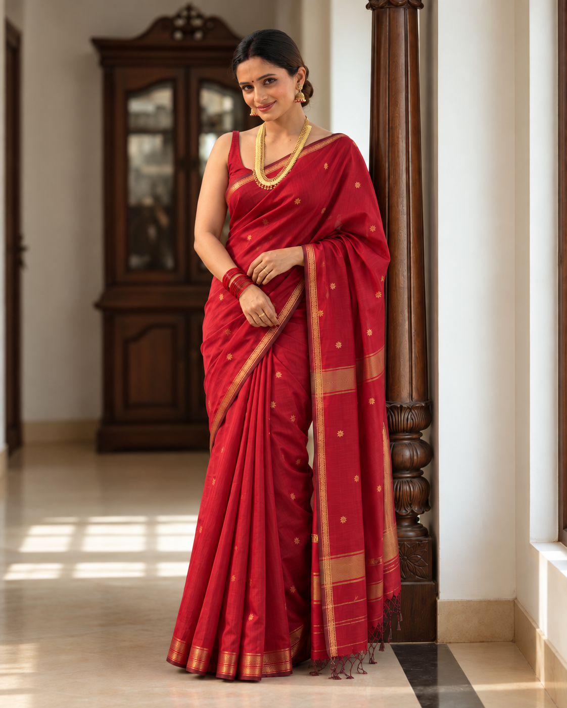 Ruhani Ruby Red Silk Saree