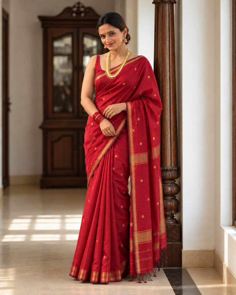 Ruhani Ruby Red Silk Saree