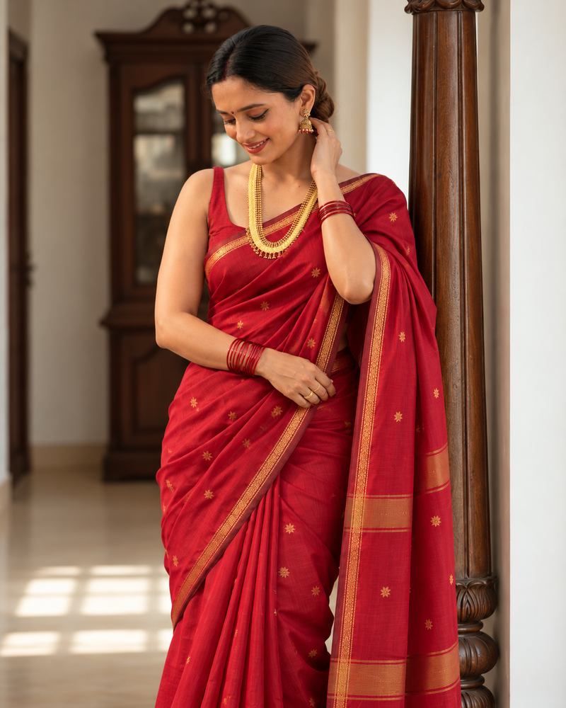 Ruhani Ruby Red Silk Saree