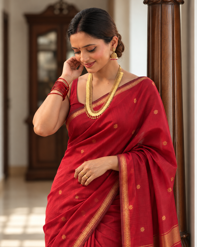 Ruhani Ruby Red Silk Saree