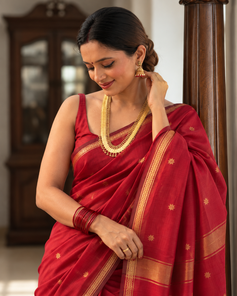 Ruhani Ruby Red Silk Saree