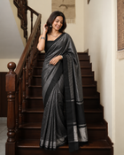 Noir Elegance Black Silver Silk Saree