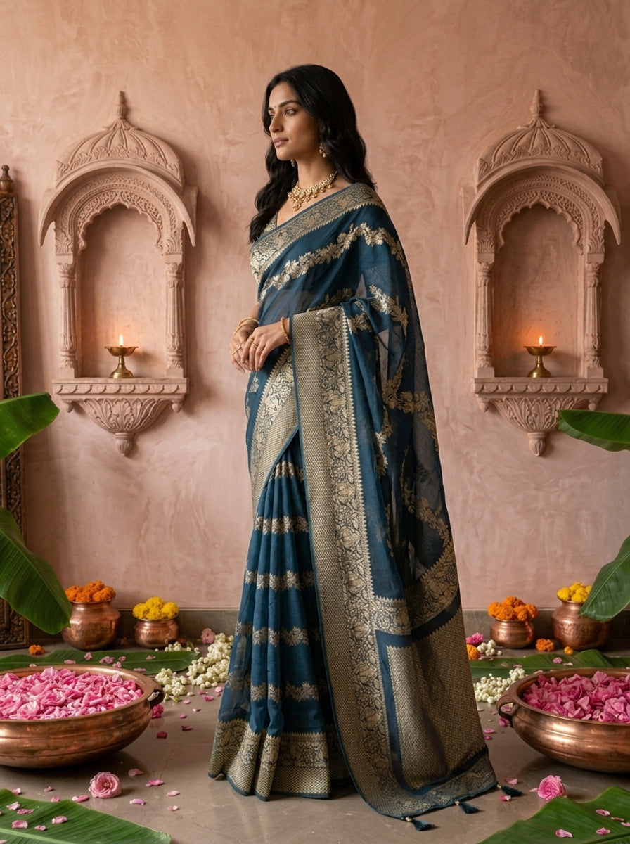 Peacock Banaras Weaved Saree